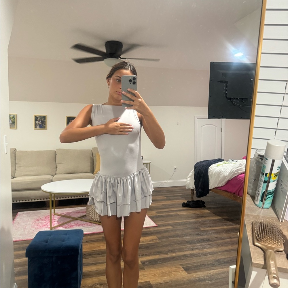 Princess Polly Gray Pleated Mini Sundress